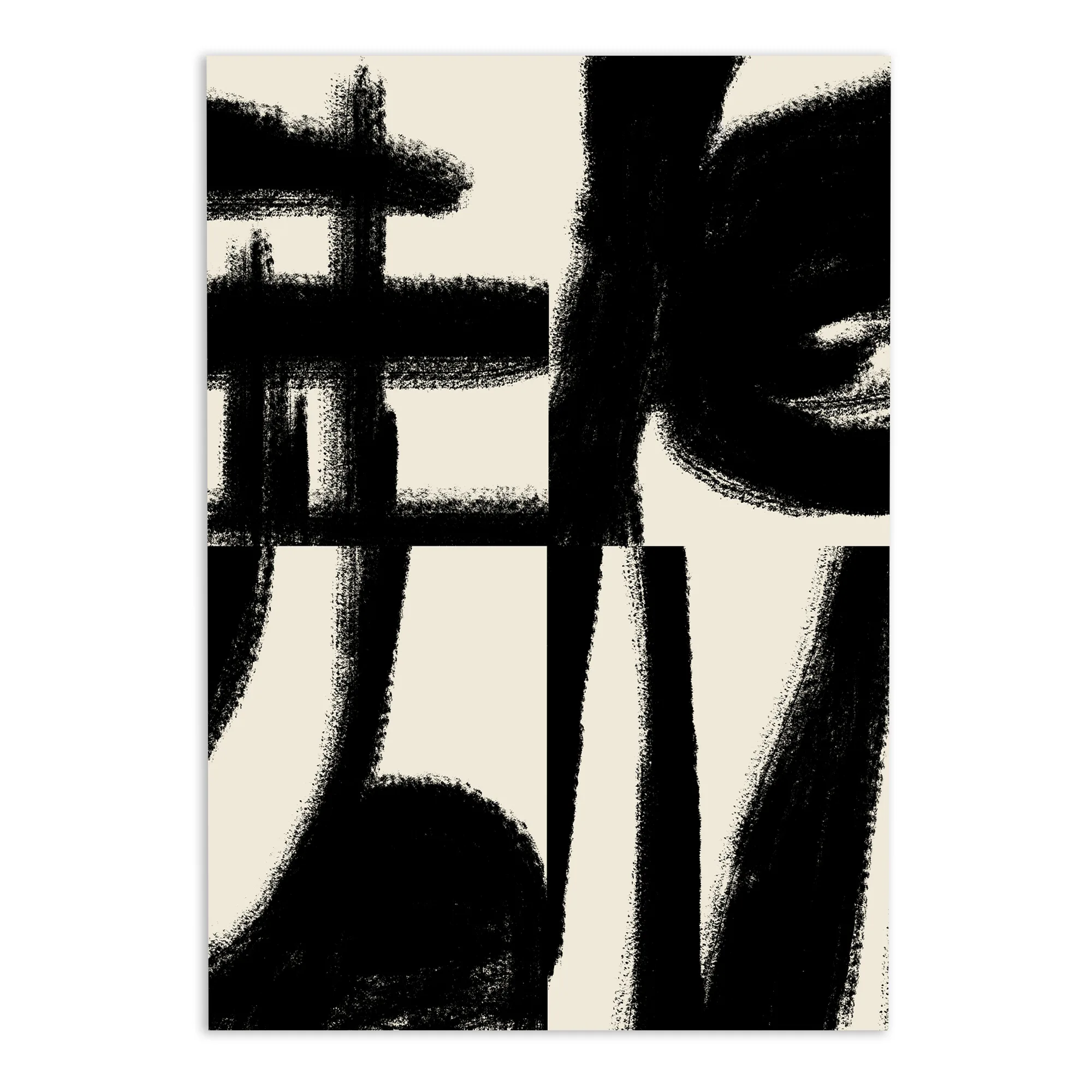 Framed Black Ink Abstract Wall Art