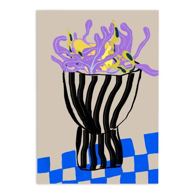 Framed Purple Lines Art