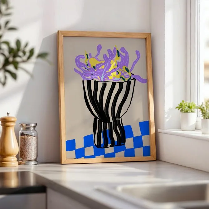 Framed Purple Lines Art